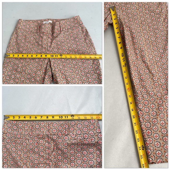 LOFT Julie cropped multicolor orange tan black pattern Riviera Pant - Picture 3 of 7